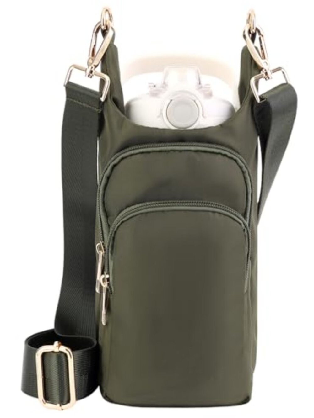 Waterproof Nylon Water Bottle Holder with Strap Crossbody Sling Bag Purse